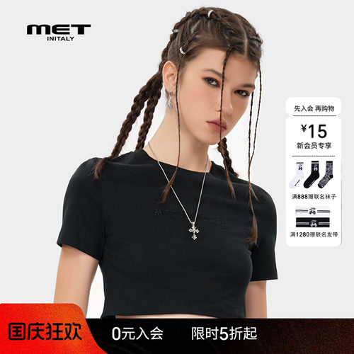 MET initaly潮牌百搭短上衣女夏季新款简约休闲短袖T恤