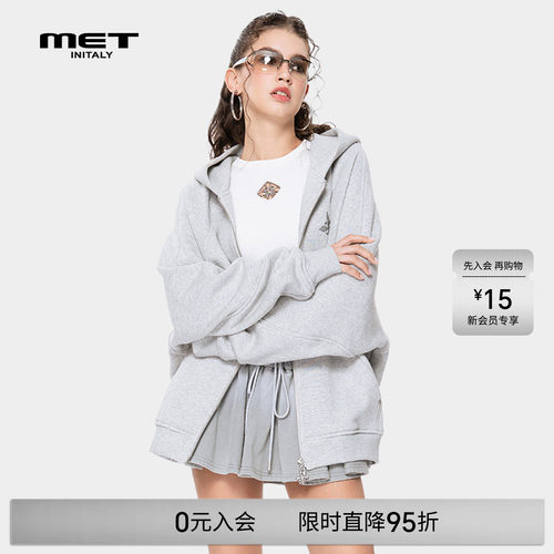 MET initaly简约现代风连帽卫衣男女春节新款休闲百搭开衫外套