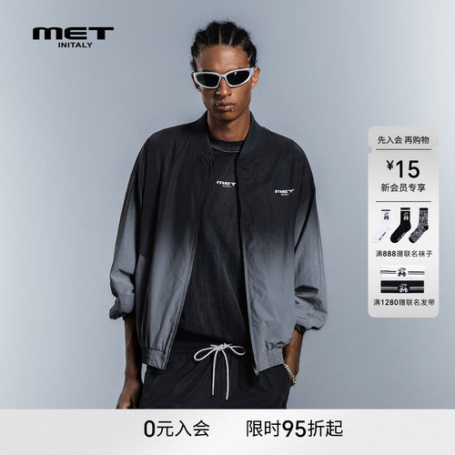 MET initaly美式复古风渐变夹克男女同款宽松百搭休闲短外套