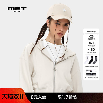 MET initaly夏季新款美式潮牌连帽卫衣女休闲街头风短外套