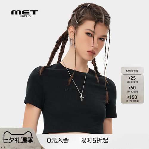 MET initaly潮牌百搭短上衣女夏季新款简约休闲短袖T恤