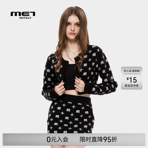 MET initaly麦特美式复古短外套女早春新款休闲百搭连帽卫衣