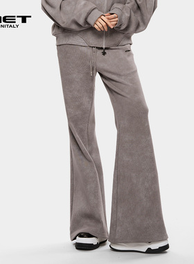 MET initaly麦特美式复古休闲裤女秋季新款休闲百搭喇叭长裤