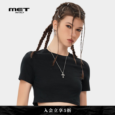 MET initaly潮牌百搭短上衣女夏季新款简约休闲短袖T恤