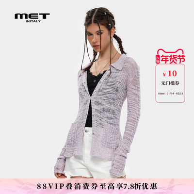 MET initaly麦特潮牌印花修身显瘦针织衫女夏季新款百搭上衣