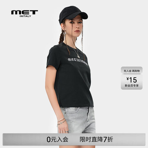 MET initaly夏季新款美式街头风短袖T恤休闲百搭上衣女