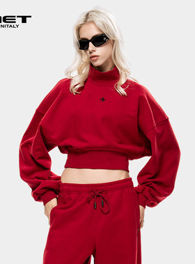 MET initaly麦特美式复古短款卫衣女秋季新款休闲百搭上衣