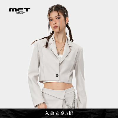 MET initaly夏季新款休闲通勤百搭西装外套复古潮流西服女