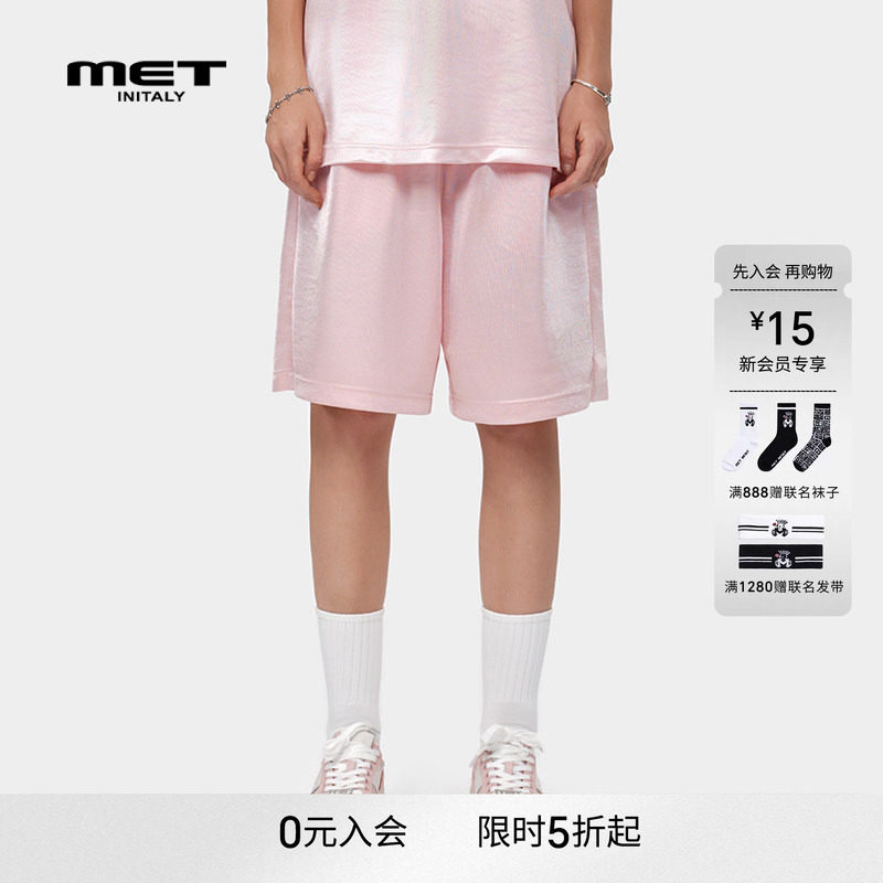 MET initaly麦特美式运动刺绣街头裤子夏季新款休闲短裤男女同款