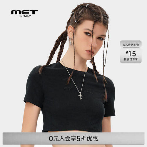 MET initaly潮牌百搭短上衣女夏季新款简约休闲短袖T恤