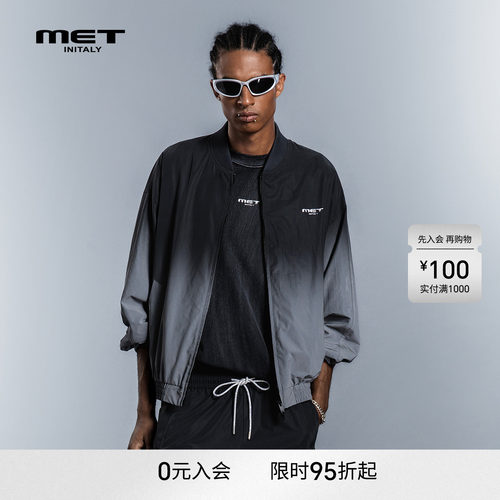 MET initaly美式复古风渐变夹克男女同款宽松百搭休闲短外套