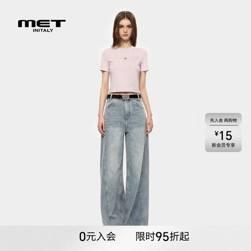 MET initaly美式街头复古印花短袖T恤女早春新款休闲百搭上衣