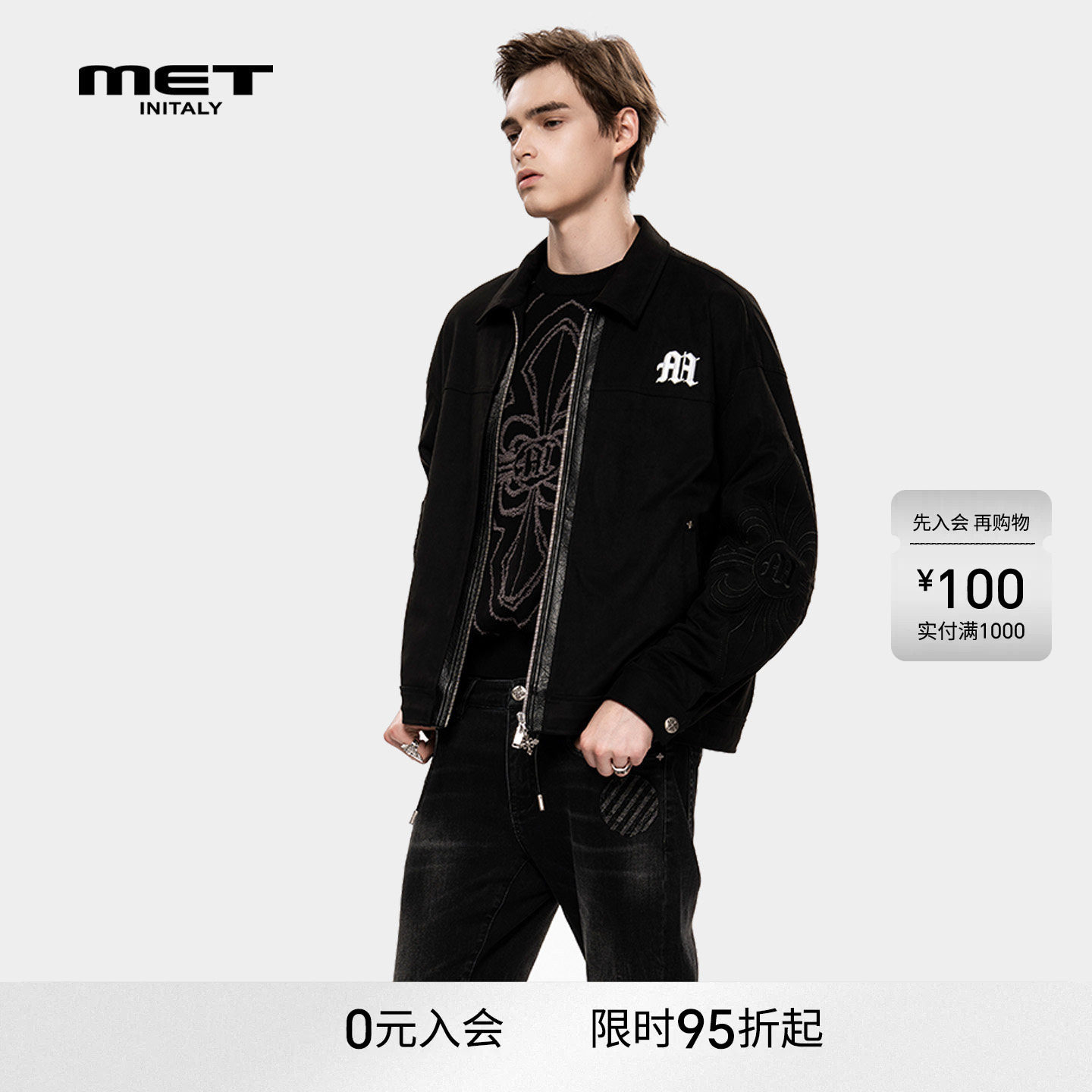 MET initaly麦特美式复古夹克男早春新款休闲百搭棒球外套