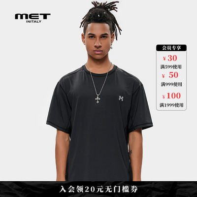 MET initaly麦特夏季新款经典黑色休闲百搭短袖T恤美式街头上衣