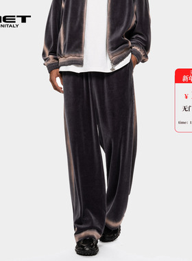 MET initaly丝绒阔腿裤男女秋冬新款宽松直筒长裤垂坠感百搭