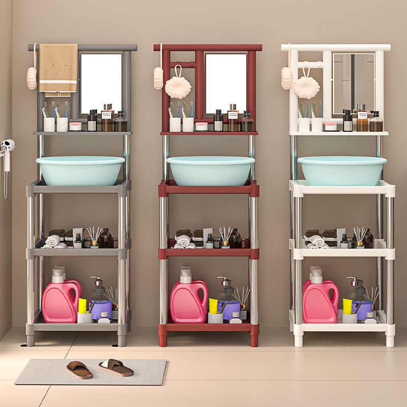 新款加粗加厚不锈钢洗脸盆架结婚农村浴室洗手间脸盆架防锈带镜子