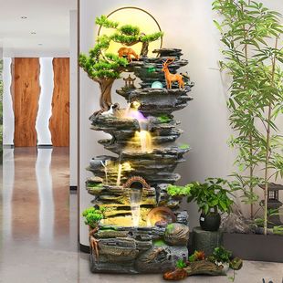 飾禮品 落地假山流水?dāng)[件循環(huán)水景客廳辦公室招財風(fēng)水輪喬遷開業(yè)裝