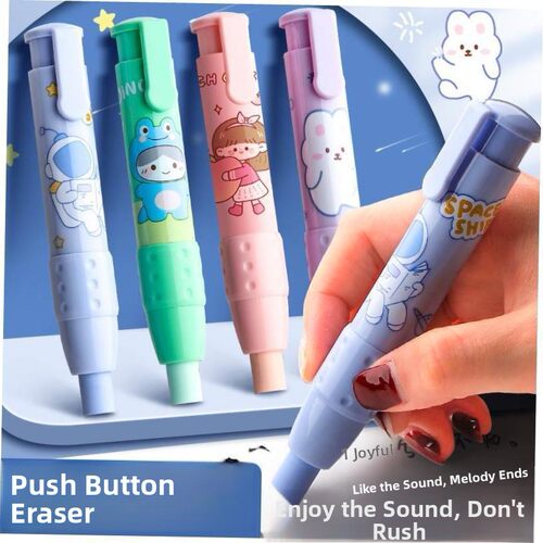 press eraser pupil stationary cute replaceable erasers pen