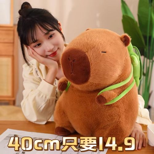 【带乌龟40CM】超软乎！卡皮巴拉毛绒玩具可爱水豚抱枕布艺玩具呆