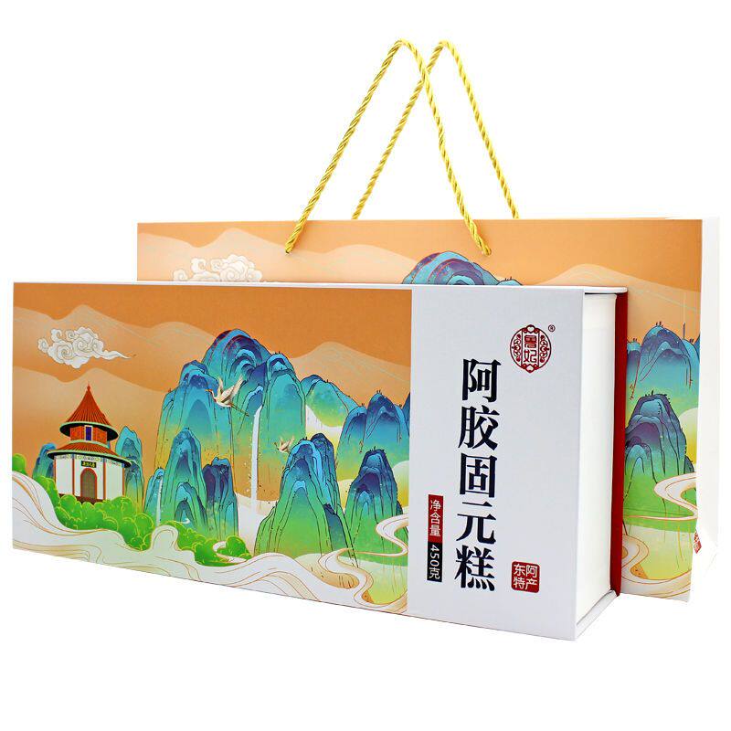 山东即食阿胶糕正宗女士型阿胶固元膏手工纯礼盒装450g木盒送礼