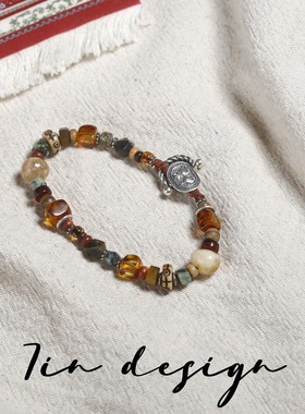 925银木质手链 7in【千年】原创小众设计手作编织雅丹敦煌s925手