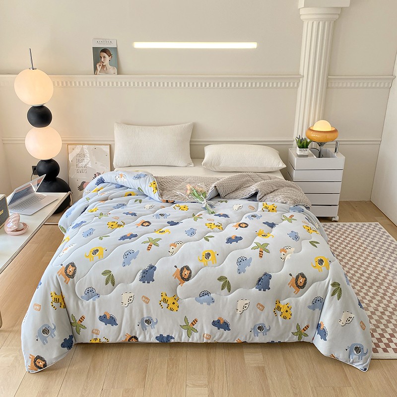 A类针织棉豆豆被卡通清新印花柔软舒适单双人被春秋被秋冬被