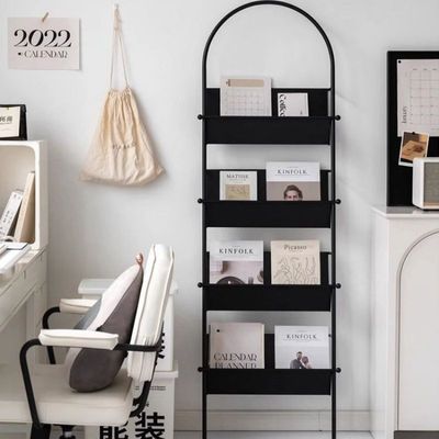 网红酒店民宿杂志书报架落地铁艺靠墙置物客厅书刊摆件展示办公室