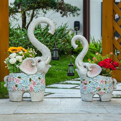 太阳能大象灯花盆花园民宿院子阳台造景布置庭院装饰户外花园摆件