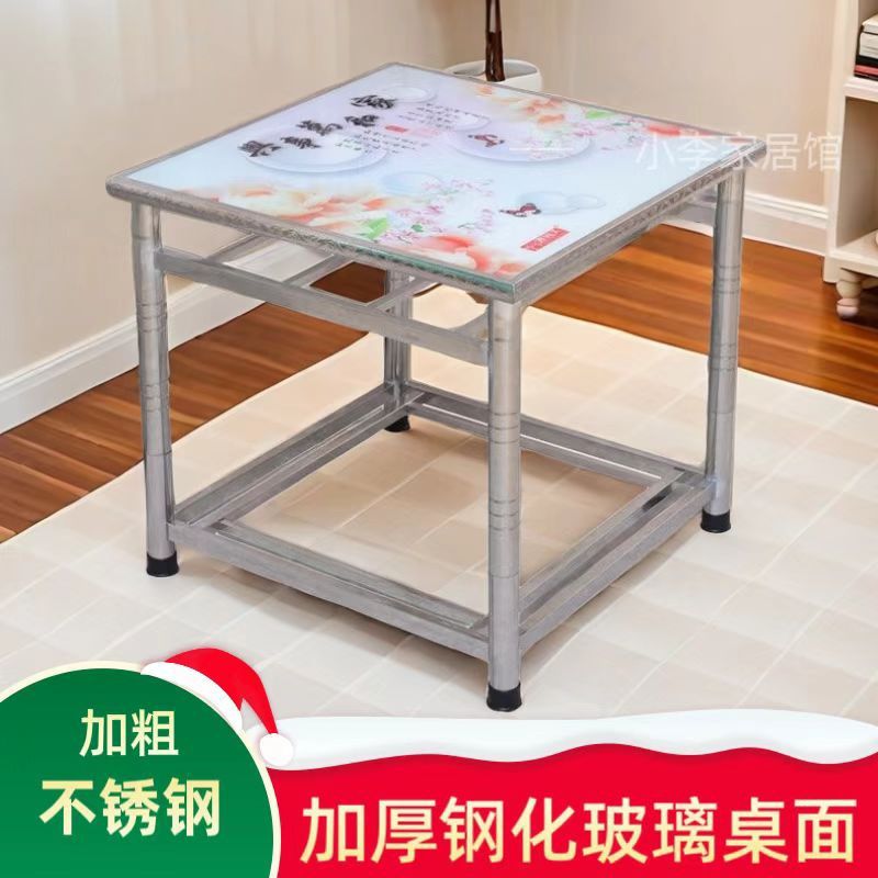 不锈钢可折叠烤火桌子烤火桌新款家用餐桌四方桌冬季写作业棋牌桌