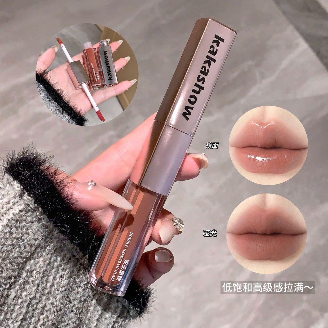 【2支9.9】kakashow持妆双头唇釉哑光镜面双质地口红细腻丝滑显唇