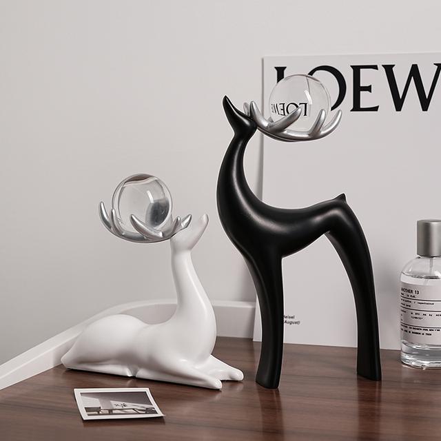 贝汉美高档简约陶瓷麋鹿摆件轻奢家居客厅电视柜摆件酒柜创意装饰