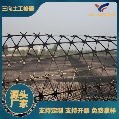 厂家直供公路铁路路基加固三向塑料土工格栅 聚丙烯三向土工格栅