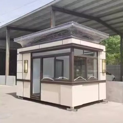真石漆岗亭保安亭户外成品不锈钢结构岗亭可移动门卫室值班室厂家
