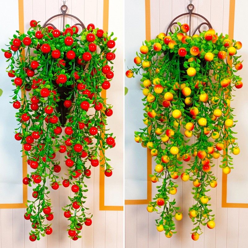 室内摆设红色发财果仿真花藤条植物装饰客厅卧室房间挂篮墙上挂件,家居饰品,仿真花/假花,淘宝优惠券,粉丝福利购,淘宝优惠卷