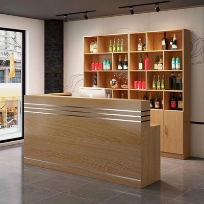 饭店吧台带转角收银台落地酒柜组合餐馆酒店酒架前台桌接待台吧台