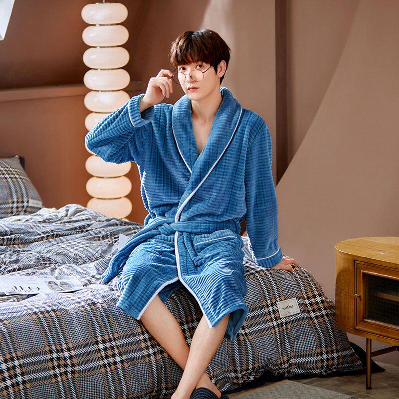 南极人睡袍女秋冬长款珊瑚绒加绒加厚情侣浴袍法兰绒男士冬家居服
