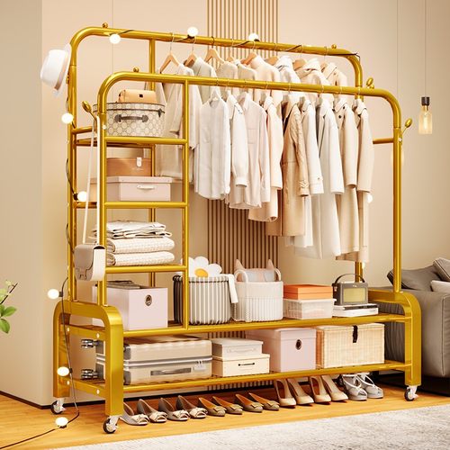 落地式晾衣架卧室挂衣架高档双杆架子家用简易晾衣立式衣架衣服架