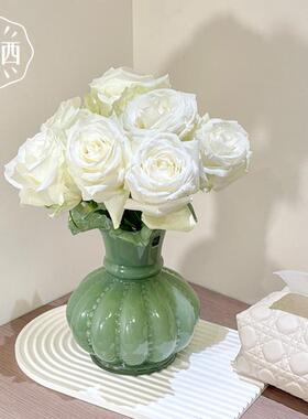 YUXI/与西中古芬顿琉璃绿色创意室内桌面水养插花客厅插花花瓶