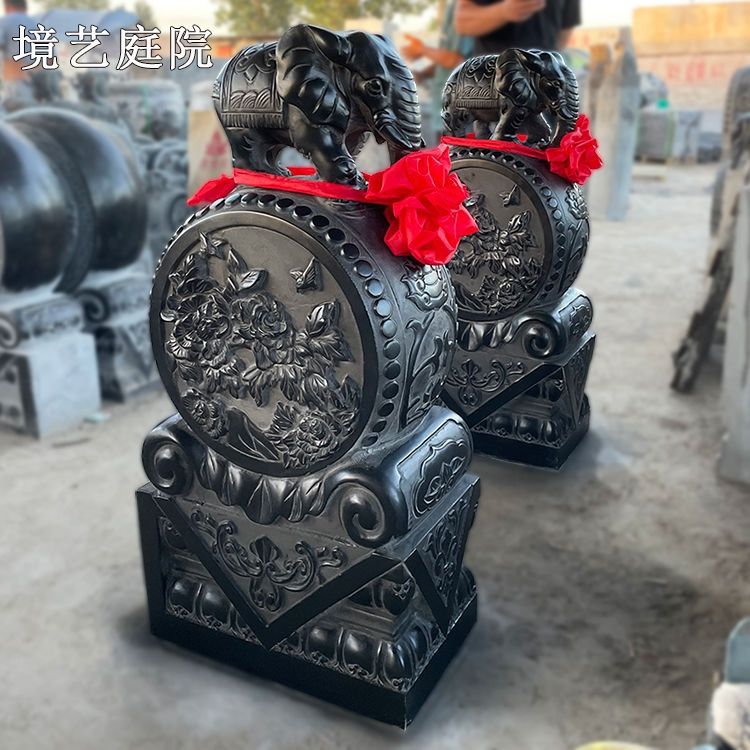 石雕门墩一对家用镇宅狮子麒麟貔貅青石仿古做旧门墩石石鼓抱鼓石