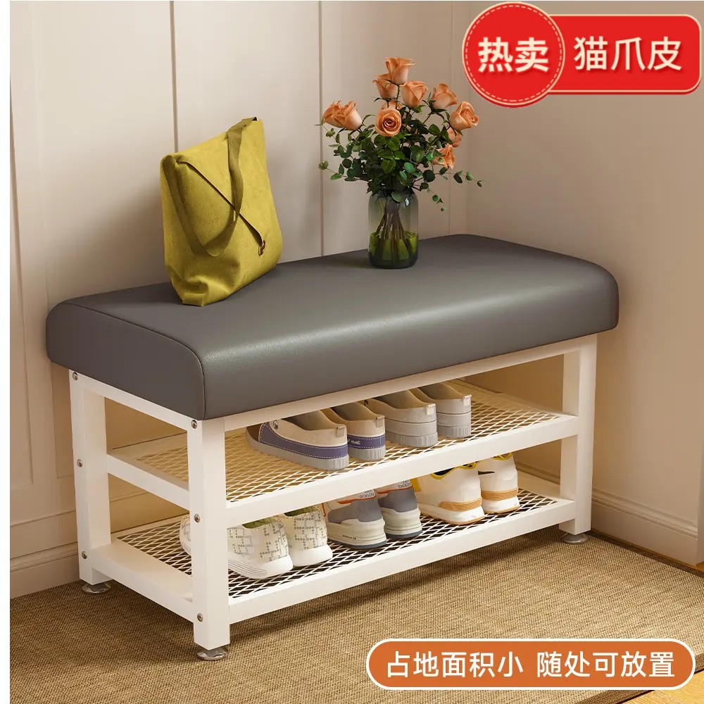 猫抓皮换鞋凳轻奢高级感可坐鞋柜家用多层凳试衣间凳子沙发尾凳