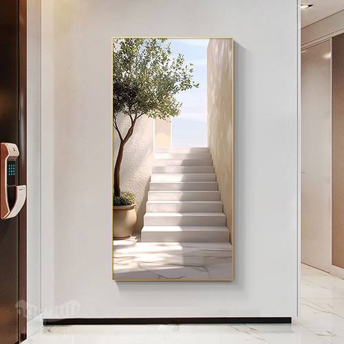 菲立玄关走廊入户正对门装饰画楼梯延展空间小树挂画简约现代壁画