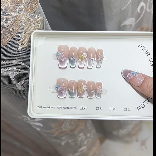 【夏日小花】气质简约猫眼纯手工美甲穿戴甲日常高级INS风百搭甲