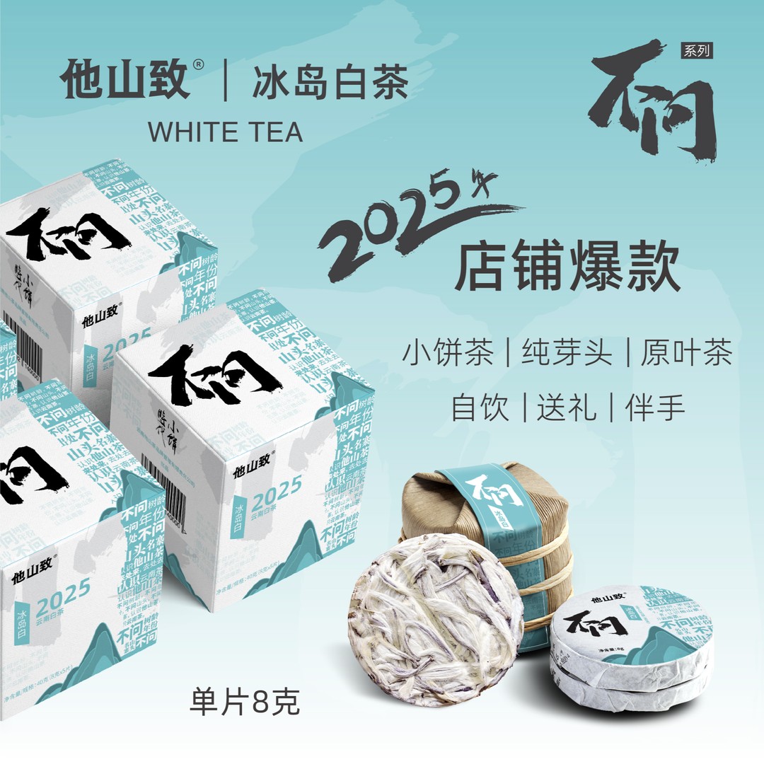 他山致「2025年冰岛白茶」不问标杆高级茶叶夏天冲泡白毫银针