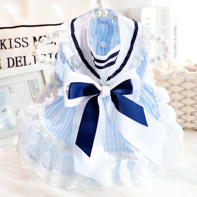 狗狗衣服春夏装薄款猫咪公主裙蓝色梦航海甜心小型犬泰迪宠物6793