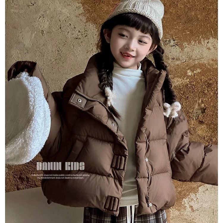 韩国童装女童短款连帽羽绒服2024新款儿童白鸭绒加厚保暖冬季外套