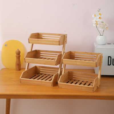 Fancy楠竹收纳筐水果面包架零食收纳筐厨房置物架调味罐架台面收