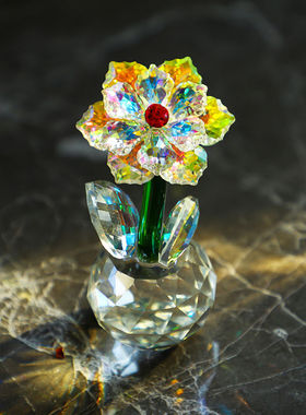 七彩棱镜新款水晶太阳花桌面摆件小朋友创意生日礼物阳光捕手水晶