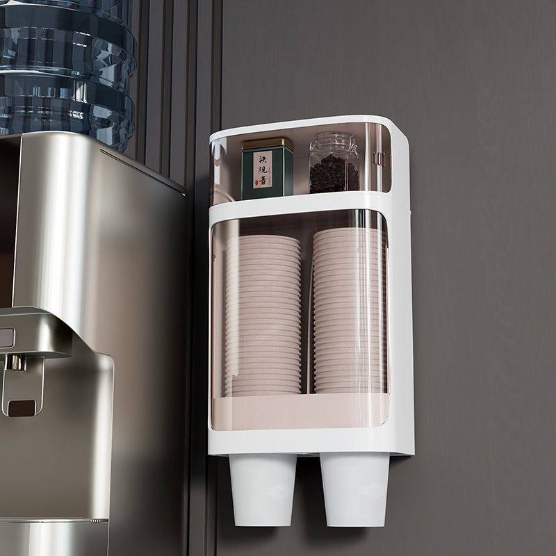 网红高端纸杯架饮水机装一次性杯子水杯全自动塑料盒取杯器免打孔