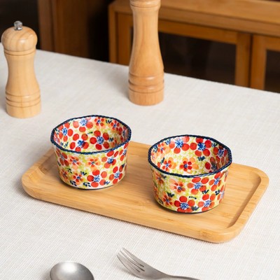 【美森专属】手绘碧丝粉黛-4英寸多边烤碗四个装