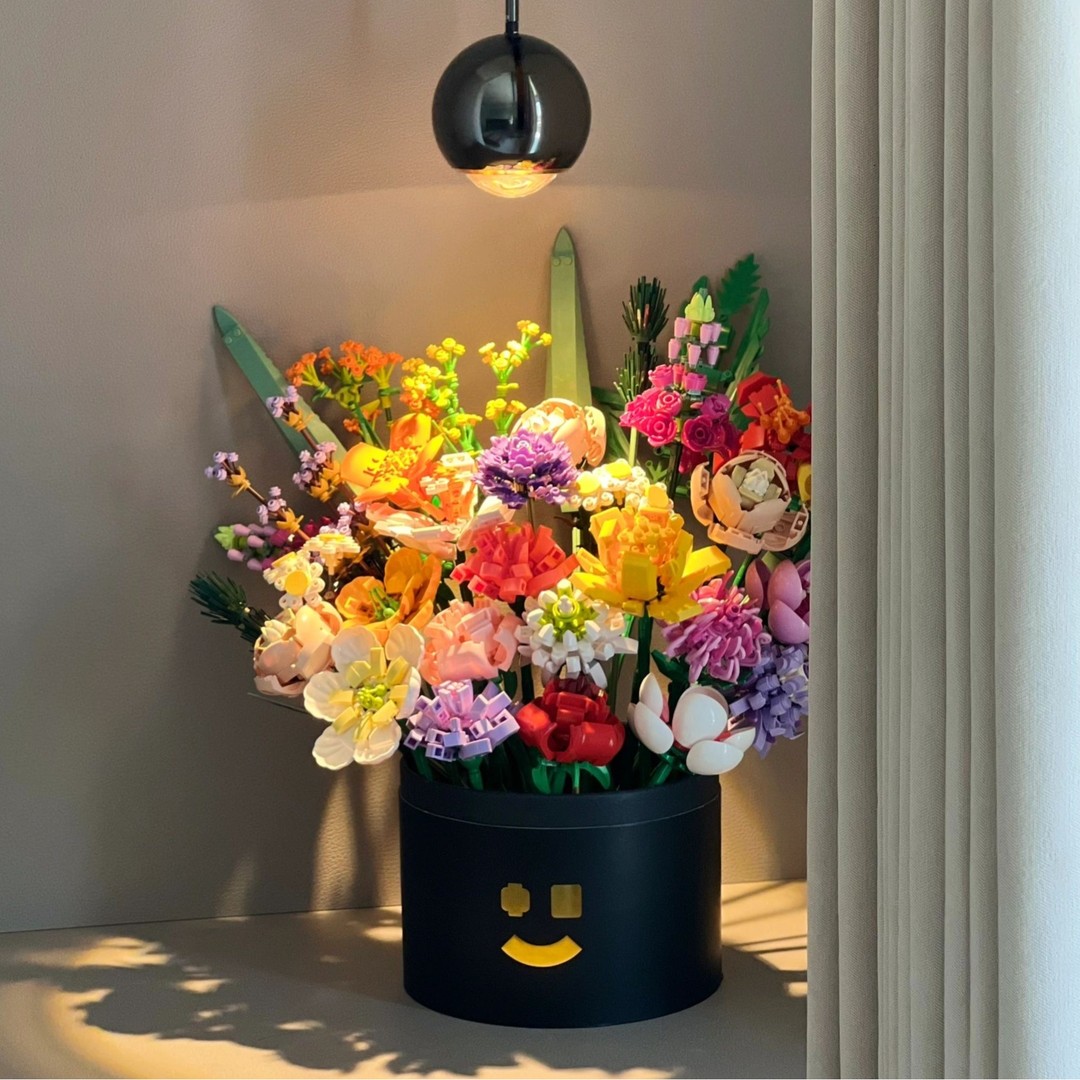 2024网红积木玫瑰花森宝干花束客厅摆件女孩七夕情人节生日礼物